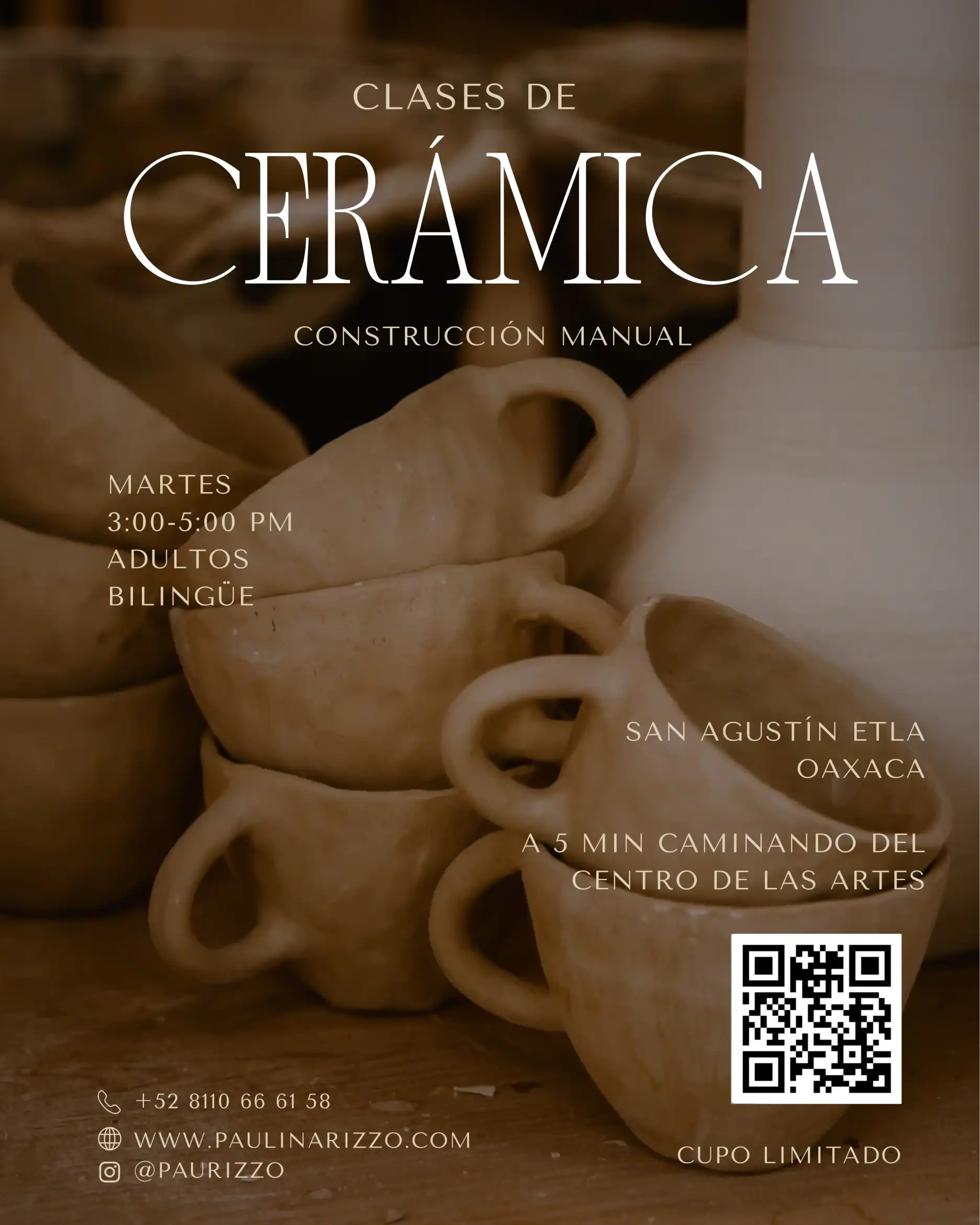 Publicidad para clases de cerámica en Oaxaca, México